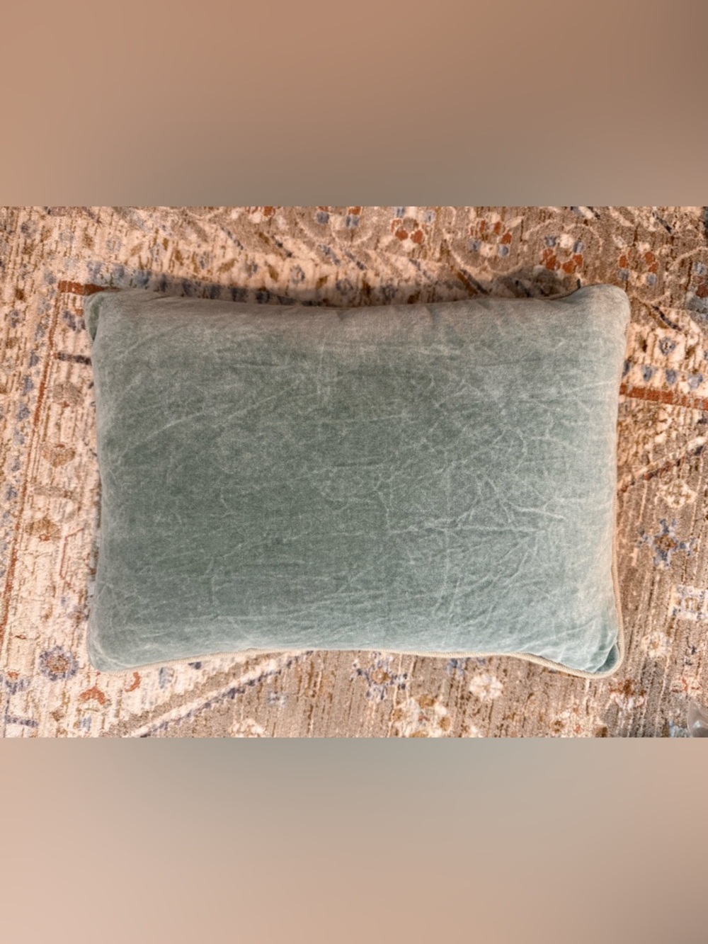 Heirloom Velvet Lumbar Pillow in Bay Green - Picture 4 of 9
